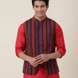 Fabindia Multicolor Slim Fit Striped Nehru Jacket-picture-20