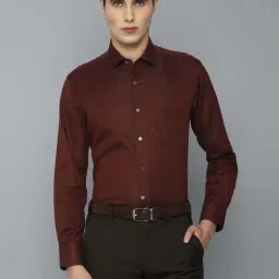 Luxure By Louis Philippe Maroon Regular Fit Printed Shirt-image-21