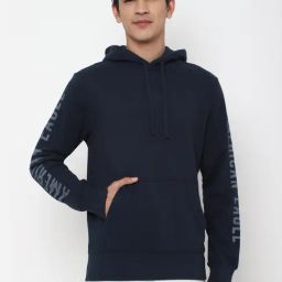 American Eagle Blue Standard Fit Printed Hooded Sweatshirt-image-40