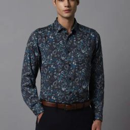 Allen Solly Navy Slim Fit Printed Shirt-image-91