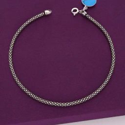 Kai Jewel Sterling Silver Blue Statement Orb Oxidised Anklet for Women-image-56