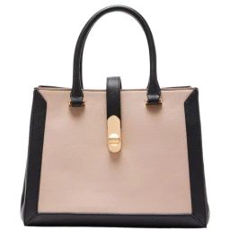Anne Klein Beige & Black Color Block Handbag-8
