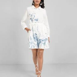 Akkriti By Pantaloons Snow White Cotton Regular Fit Floral Print Dress-picture-10