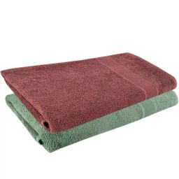 Dollar Brown & Dynasty Green 400 GSM 100% Cotton Bath Towels - Set of 2-19