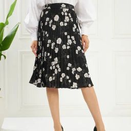 KASSUALLY Black & White Floral Print Skirt-picture-23