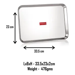 HAZEL Silver Stainless Steel Rectangular Serving Trays - Set of 2 image 3