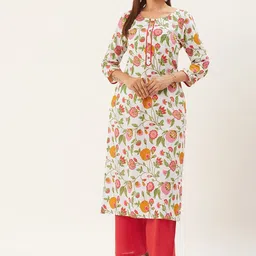 Anouk Women Floral Printed Festive Cotton Straight Kurta-picture-11