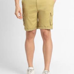 Forever 21 Yellow Cotton Regular Fit Cargo Shorts-image-78