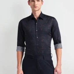 Arrow Newyork Blue Cotton Slim Fit Printed Shirt-image-44