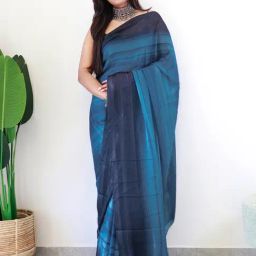 Saree Mall Blue Printed Sarees With Unstitched Blouse-image-56