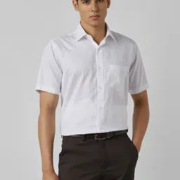 Van Heusen White Cotton Regular Fit Texture Shirt-picture-36