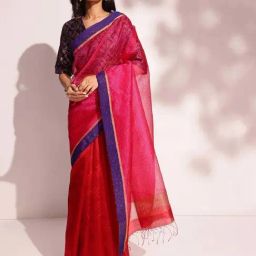 Fabindia Red Woven Pattern Saree-14