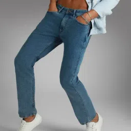 High Star Blue Cotton Flare Fit Jeans-image-59