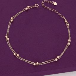 Kai Jewel Sterling Silver Argent Spheres Layered Rose Gold Anklet for Women-image-20