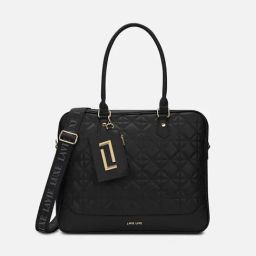 LAVIE LUXE Decode Black Quilted Large Laptop Bag-48
