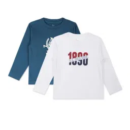 U.S. Polo Assn. Kids White & Teal Blue Cotton Printed Full Sleeves T-Shirt (Pack of 2)-image-23