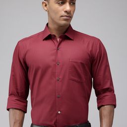 Arrow Self Design Manhattan Slim Fit Opaque Pure Cotton Formal Shirt-image-74