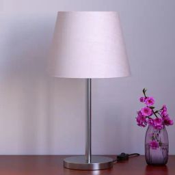 Divine Trends Nickel Metal Table Lamp with Lampshade-image-62