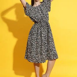 Oxolloxo Black & White Printed Fit & Flare Dress-picture-12