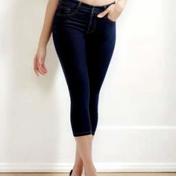Miss Chase Navy Blue Skinny Fit High Rise Cropped Length Clean Look Denim Stretchable Capri Jeans-image-31