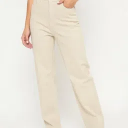 MADAME Beige Solid Jeans-image-40