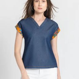 SHAYE Blue Denim Regular Fit Top-image-25