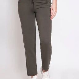 FEMEA Olive Fleece Solid Trackpants-picture-38