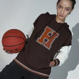 Hubberholme Brown Cotton Graphic Print Hoodie-image-7