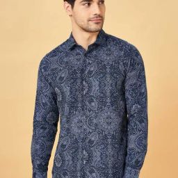Byford By Pantaloons Navy Slim Fit Printed Shirt-image-62