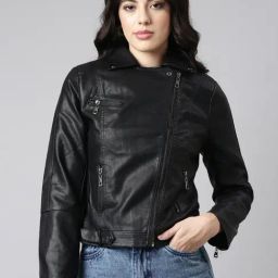 SHOWOFF Black Regular Fit Biker Jacket-image-31