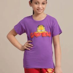 Kidsville Purple Cotton Printed T-Shirt-picture-40