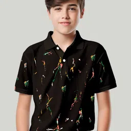 AUSK Boys Abstract Printed Polo Collar T-shirt-image-93