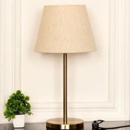 Divine Trends Gold Metal Table Lamp Antique Finish with Lampshade-image-43