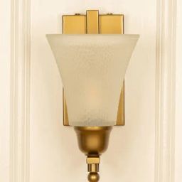 Divine Trends Gold Stainless Steel Antique Finish J Wall Lamp with Frosted Hammered Shade-image-84