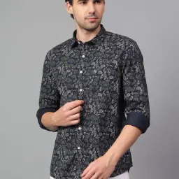 Cantabil Navy Cotton Regular Fit Printed Shirt-picture-34
