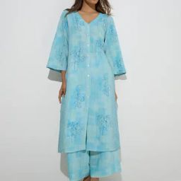 Zuba by Westside Blue Floral Design A-Line Kurta-picture-37