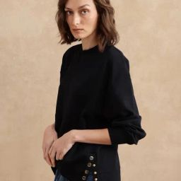 RAREISM Black Cotton Blend Solid Long Sleeves Sweatshirt-image-91