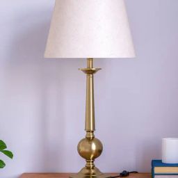 Divine Trends Gold Aluminium Table Lamp Antique Finish with Lampshade-image-94