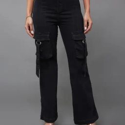 Miss Chase Black Flared Fit High Rise Stretchable Jeans-picture-48