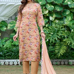 Moda Rapido Women Floral Printed Regular Kurta with Trousers & With Dupatta-12