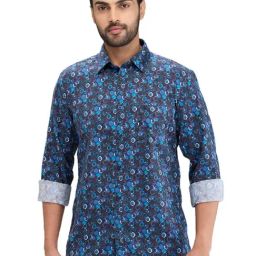 Parx Blue Slim Fit Printed Shirt-picture-42