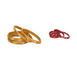 Somil Elegant Combo Glass Bangle Set | Handmade Traditional Chudi For Women | Perfect For Daily & Occasion Use, Combo of 2 Set, Yellow, Red-image-80