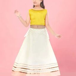 Aarika Kids Yellow & Cream Regular Fit Lehenga Cholis-14