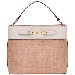 Anne Klein White & Beige Textured Bucket Bag-picture-12