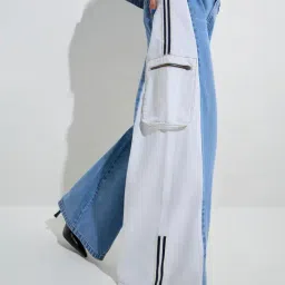 Nuon by Westside Blue Cargo-Style Wide-Leg Fit High-Rise Jeans-image-38