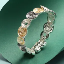Sohi Women's Gold & Silver Textured Rose Bracelet-image-34