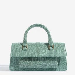 Westside Green Textured Elongated Handbag with Belt-30