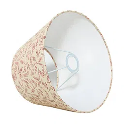 Lampenschirm India Beige & Red Block Printed Cotton Frustum Shaped Lampshade image 5