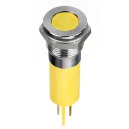 RS PRO Yellow Panel Mount Indicator 12V DC, Mounting Hole Size 12 mm, Termination Type Faston, Solder Lug, IP Rating IP67, Model No 1246407-16