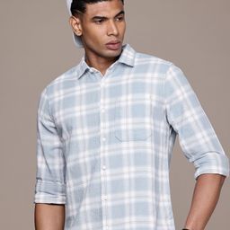 WROGN Pure Cotton Slim Fit Checked Casual Shirt-image-82